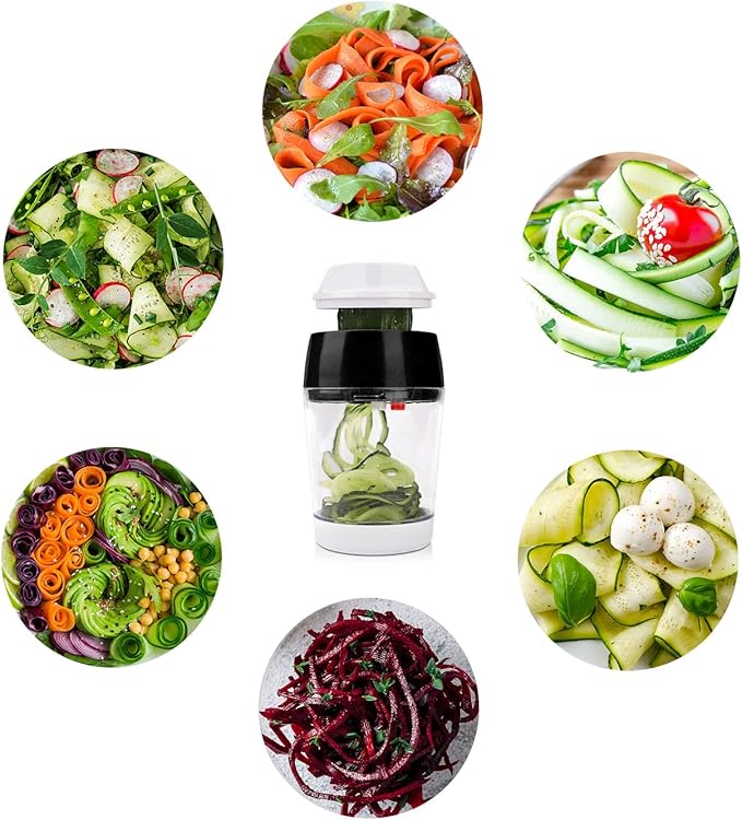 Taietor de legume si fructe cu recipient pentru colectare, Zola®, grosime reglabila, 400 ml, negru cu alb Taietor de legume si fructe cu recipient pentru colectare, Zola®, grosime reglabila, 400 ml, negru cu alb